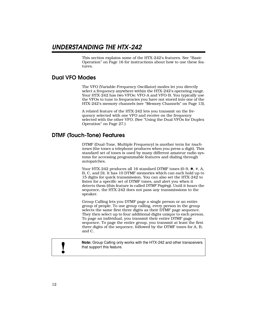 Radio Shack owner manual Understanding the HTX-242, Dual VFO Modes, Dtmf Touch-Tone Features 