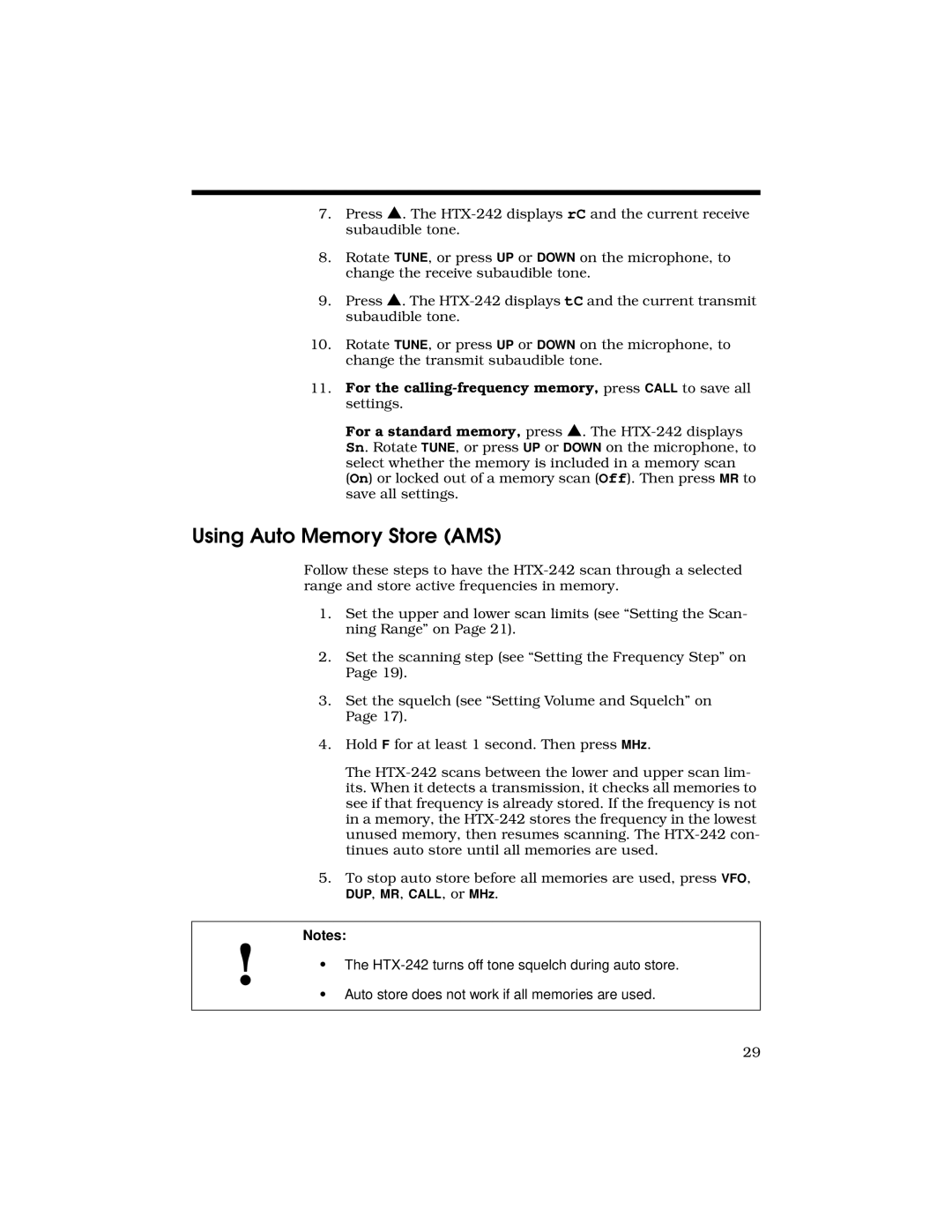 Radio Shack HTX-242 owner manual Using Auto Memory Store AMS 