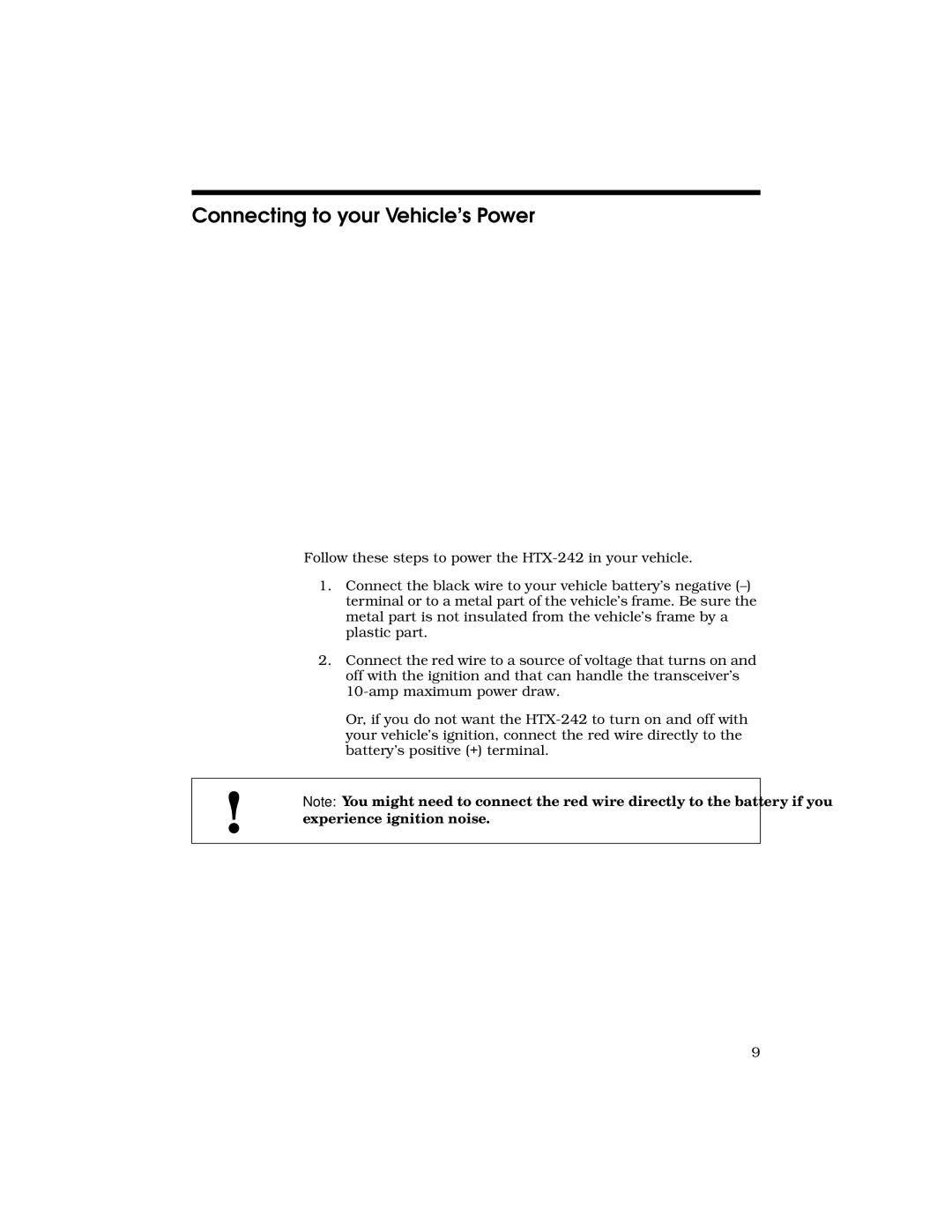 Radio Shack HTX-242 owner manual Connecting to your Vehicle’s Power 