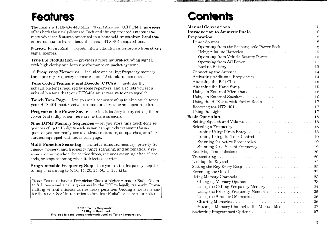 Radio Shack HTX-404 manual 