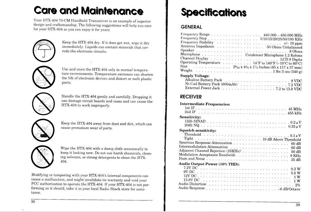 Radio Shack HTX-404 manual 