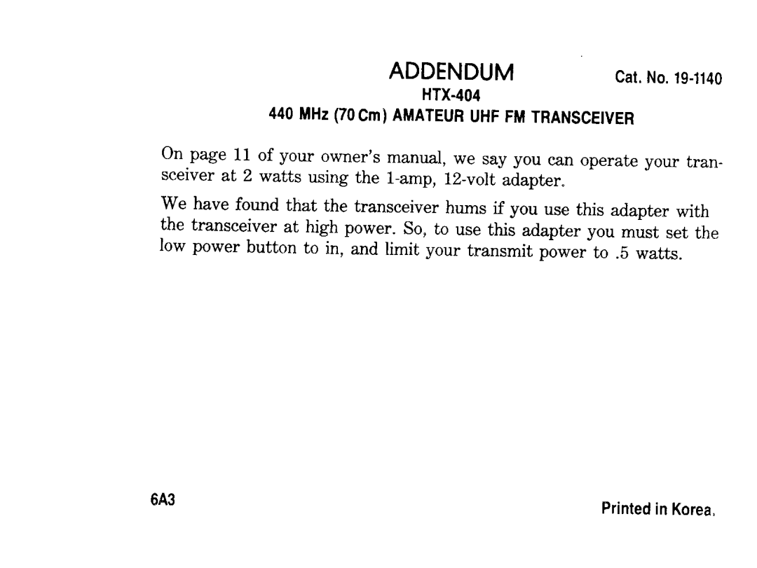 Radio Shack HTX-404 manual 