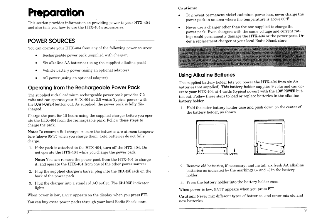 Radio Shack HTX-404 manual 