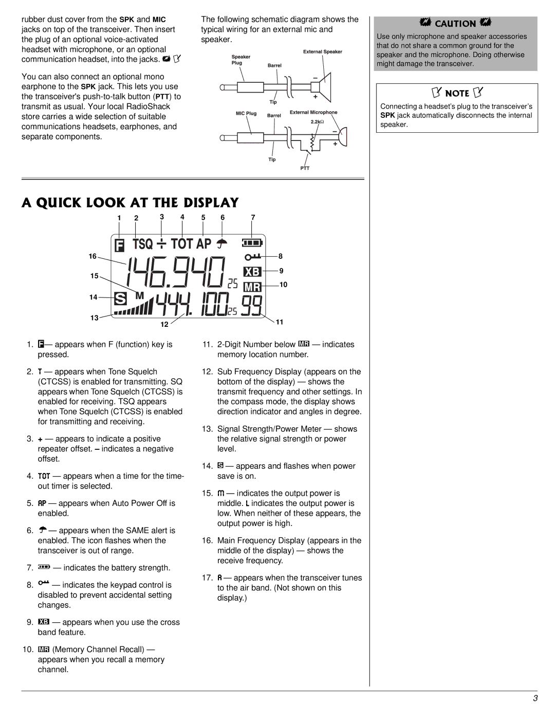 Radio Shack HTX-420 owner manual #37+%-.11-#66*&+52.#, Appears when F function key is pressed 