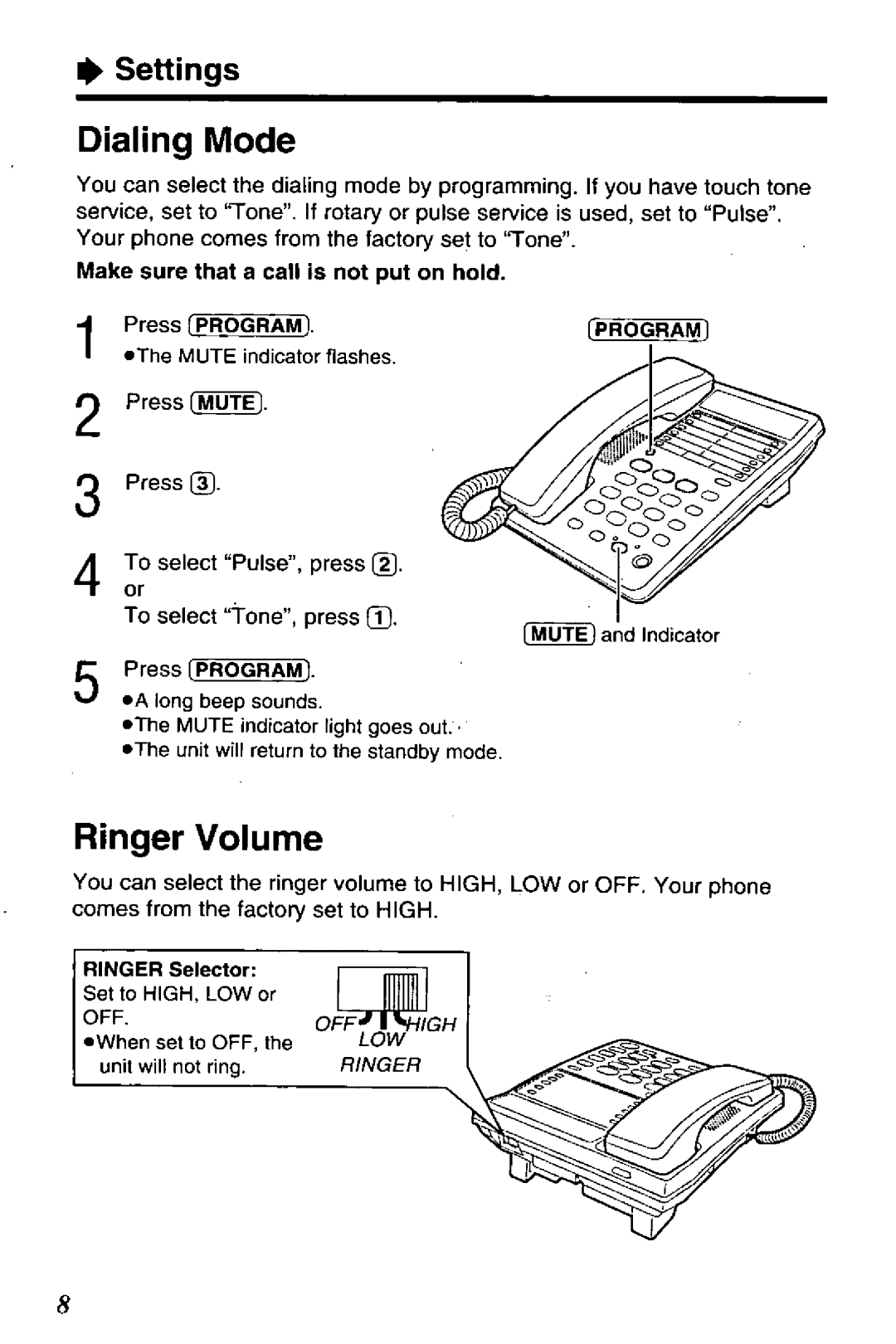 Radio Shack KX-TS105W, KX-TS105B manual 