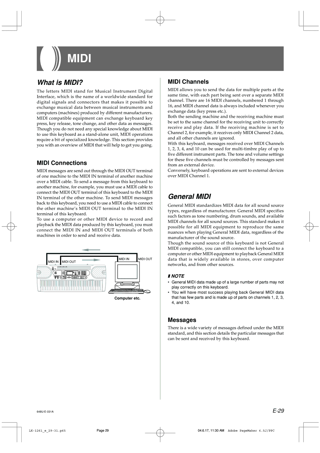 Radio Shack LK-1261 owner manual What is MIDI?, General Midi, Midi Connections, Midi Channels, Messages 