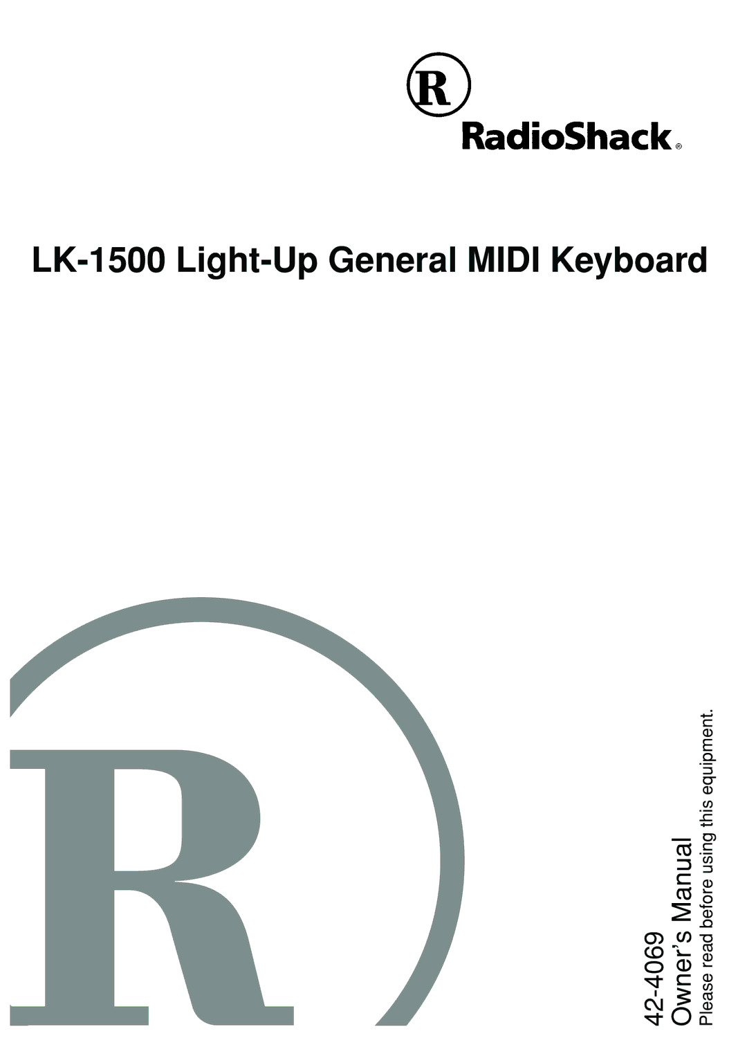 Radio Shack owner manual LK-1500 Light-Up General Midi Keyboard 