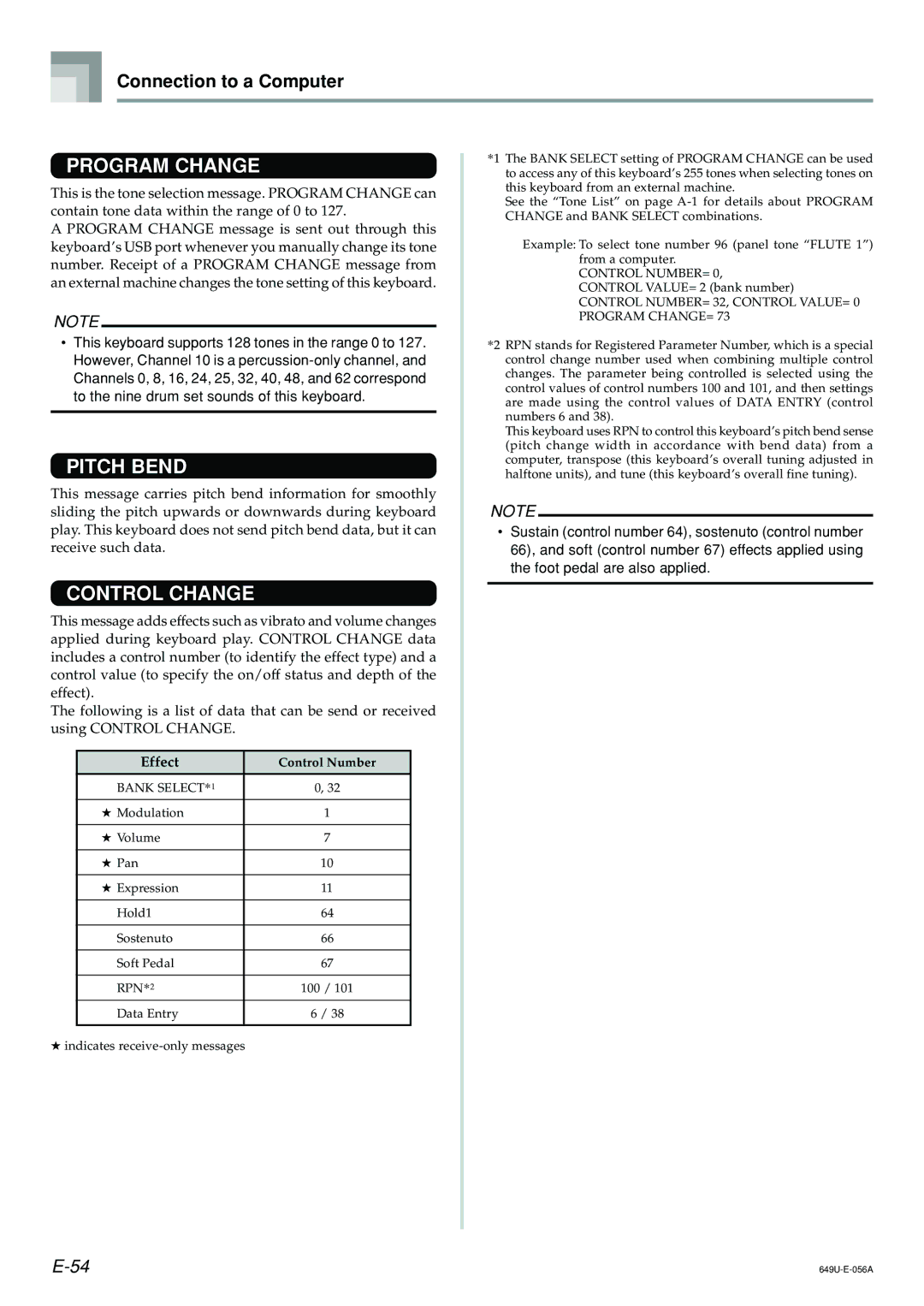 Radio Shack LK-1500 owner manual Program Change, Effect 