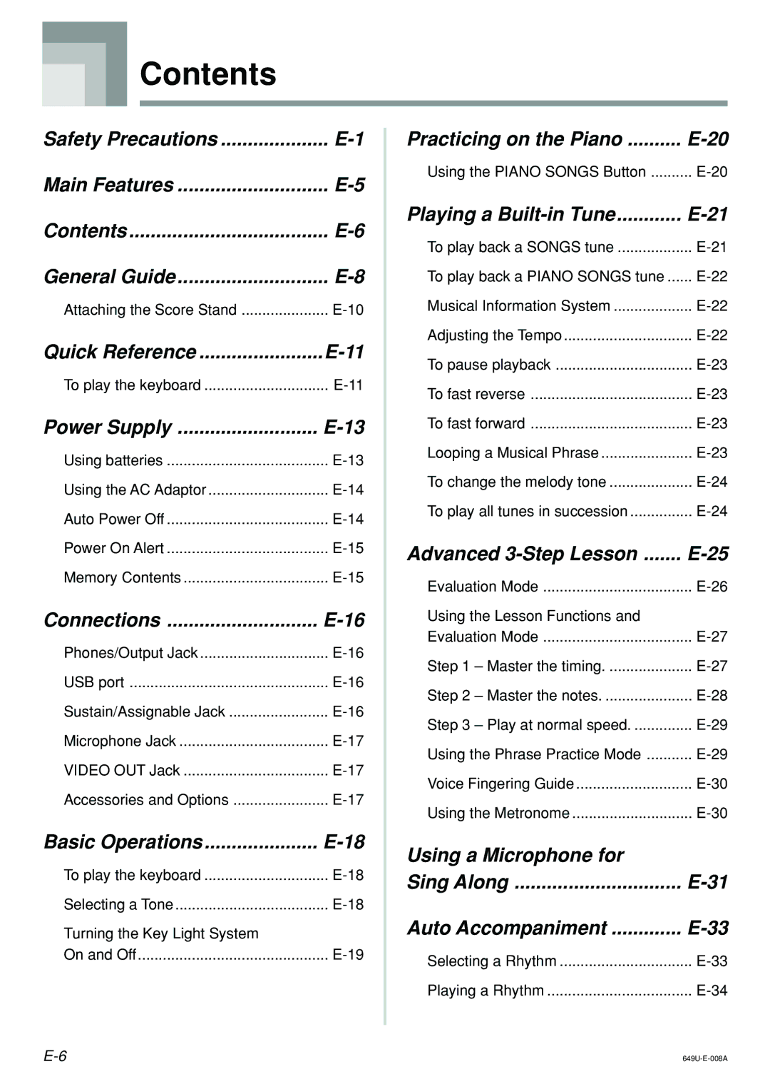 Radio Shack LK-1500 owner manual Contents 