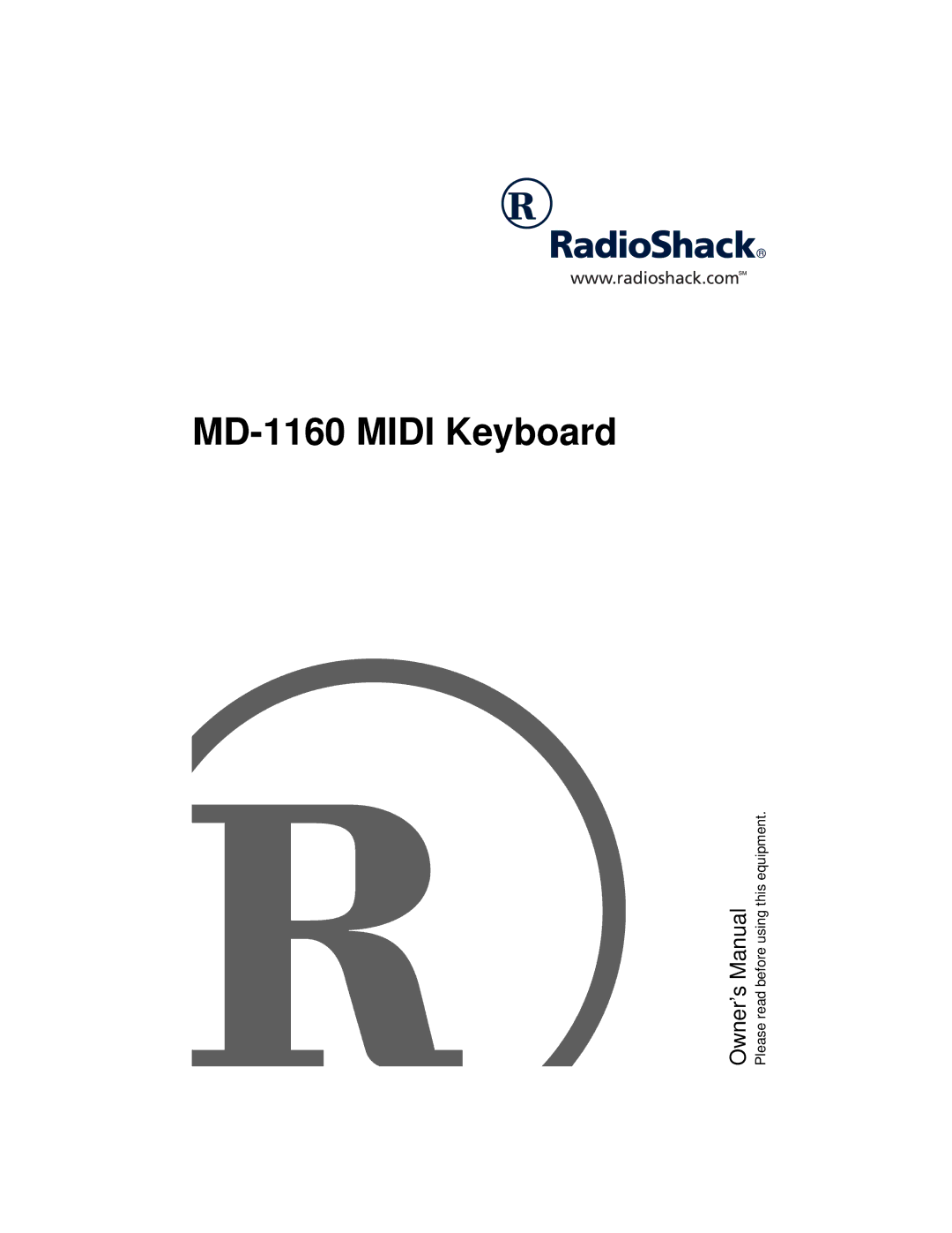 Radio Shack owner manual MD-1160 Midi Keyboard 