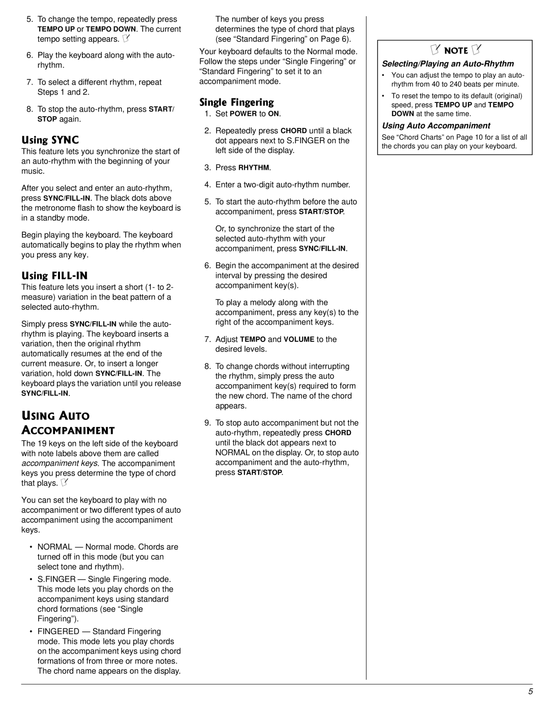 Radio Shack MD501 specifications 5KPINGKPIGTKPI, 75+0#761 #%%1/2#0+/06, Using Auto Accompaniment 