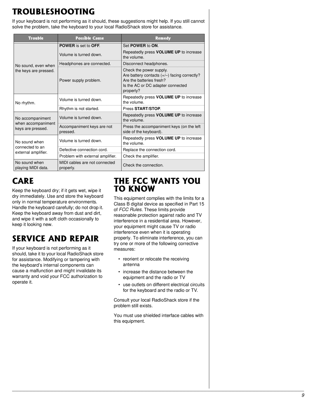 Radio Shack MD501 specifications 6417$.5*116+0, 548+%#0&42#+4, #06517 