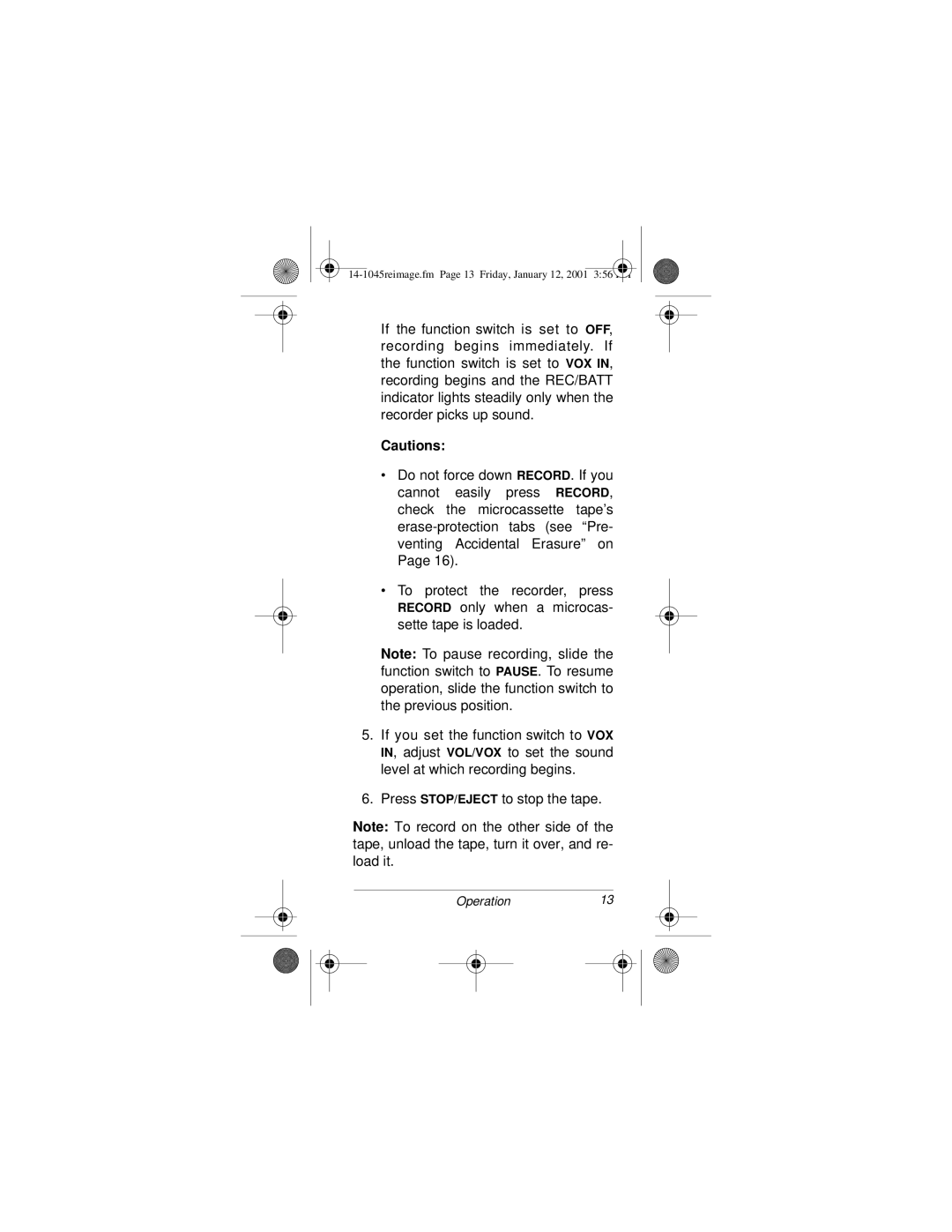 Radio Shack MICRO-33 owner manual Operation13 