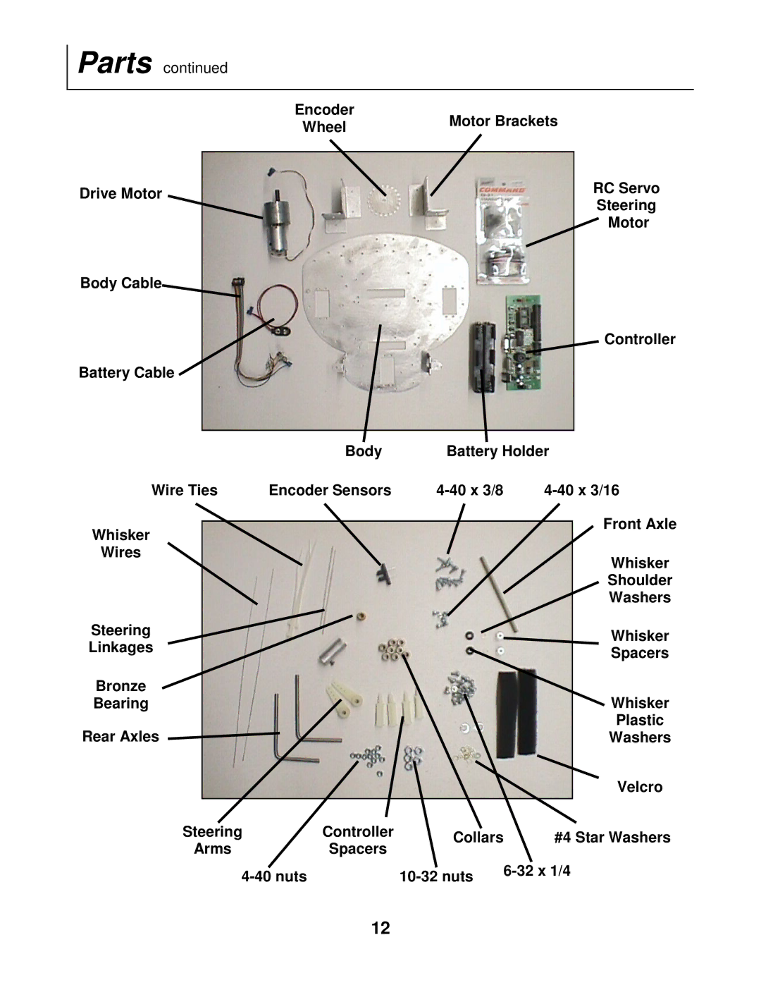 Radio Shack Mobile Robot manual Motor Brackets 