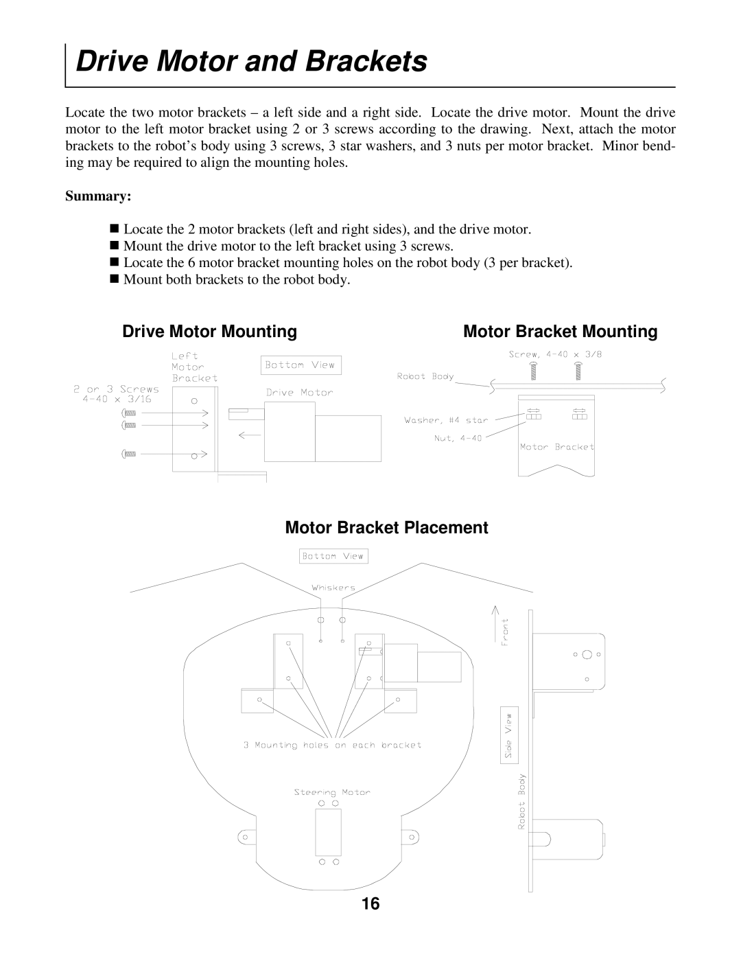 Radio Shack Mobile Robot manual Drive Motor and Brackets 