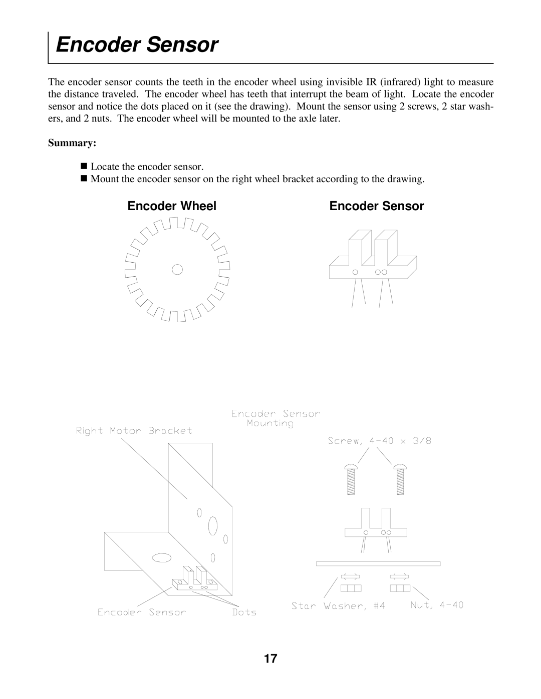 Radio Shack Mobile Robot manual Encoder Sensor 