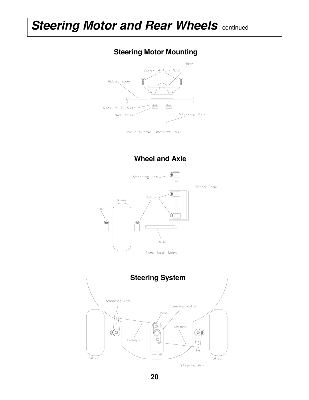 Radio Shack Mobile Robot manual Steering Motor Mounting Wheel and Axle Steering System 