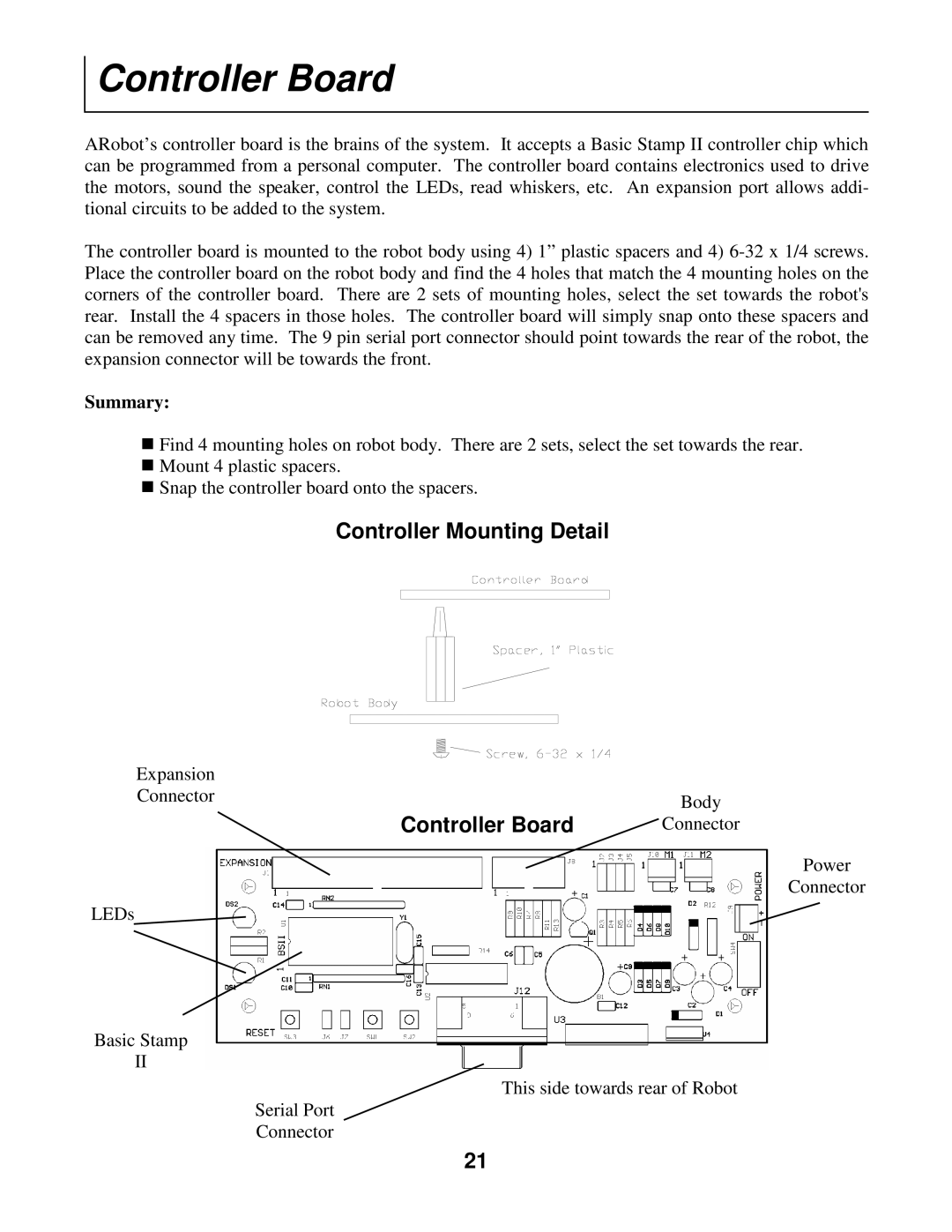 Radio Shack Mobile Robot manual Controller Board 