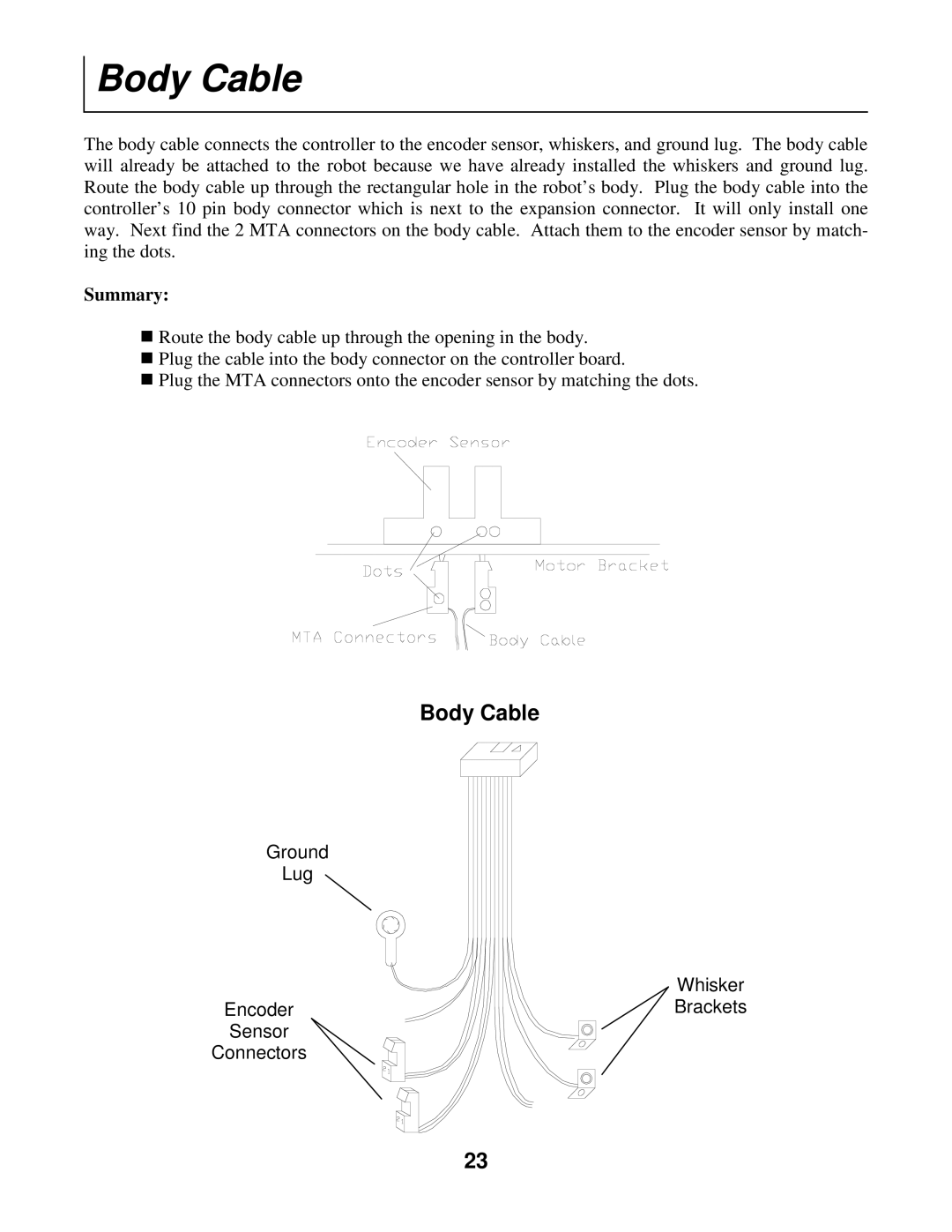 Radio Shack Mobile Robot manual Body Cable 