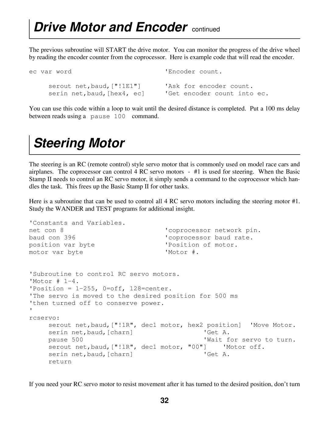 Radio Shack Mobile Robot manual Steering Motor 