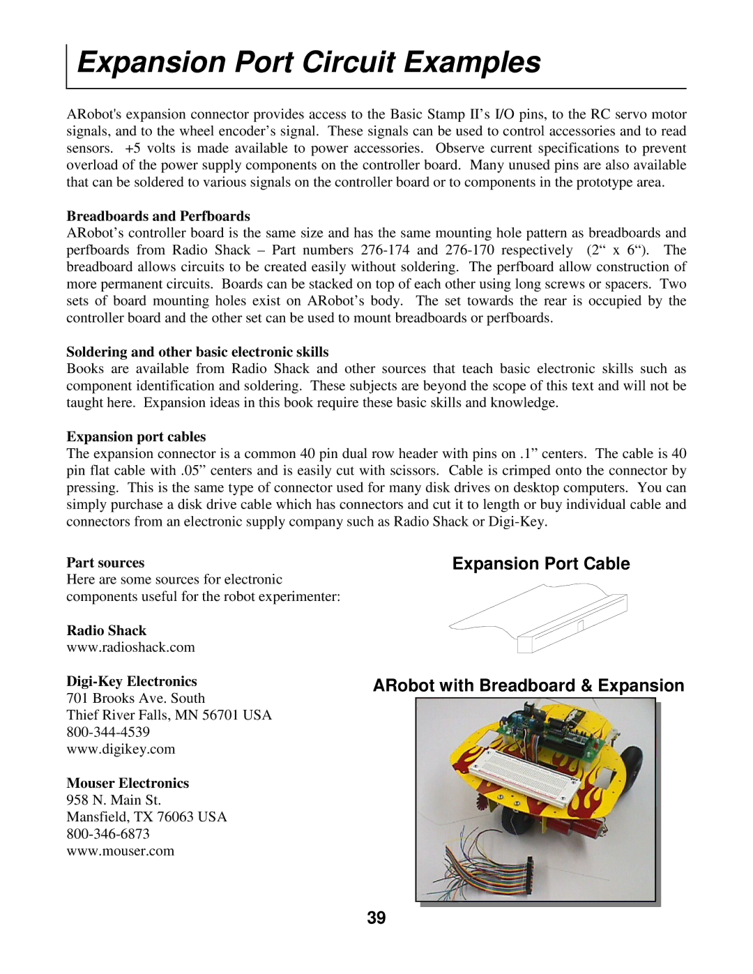 Radio Shack Mobile Robot manual Expansion Port Circuit Examples 