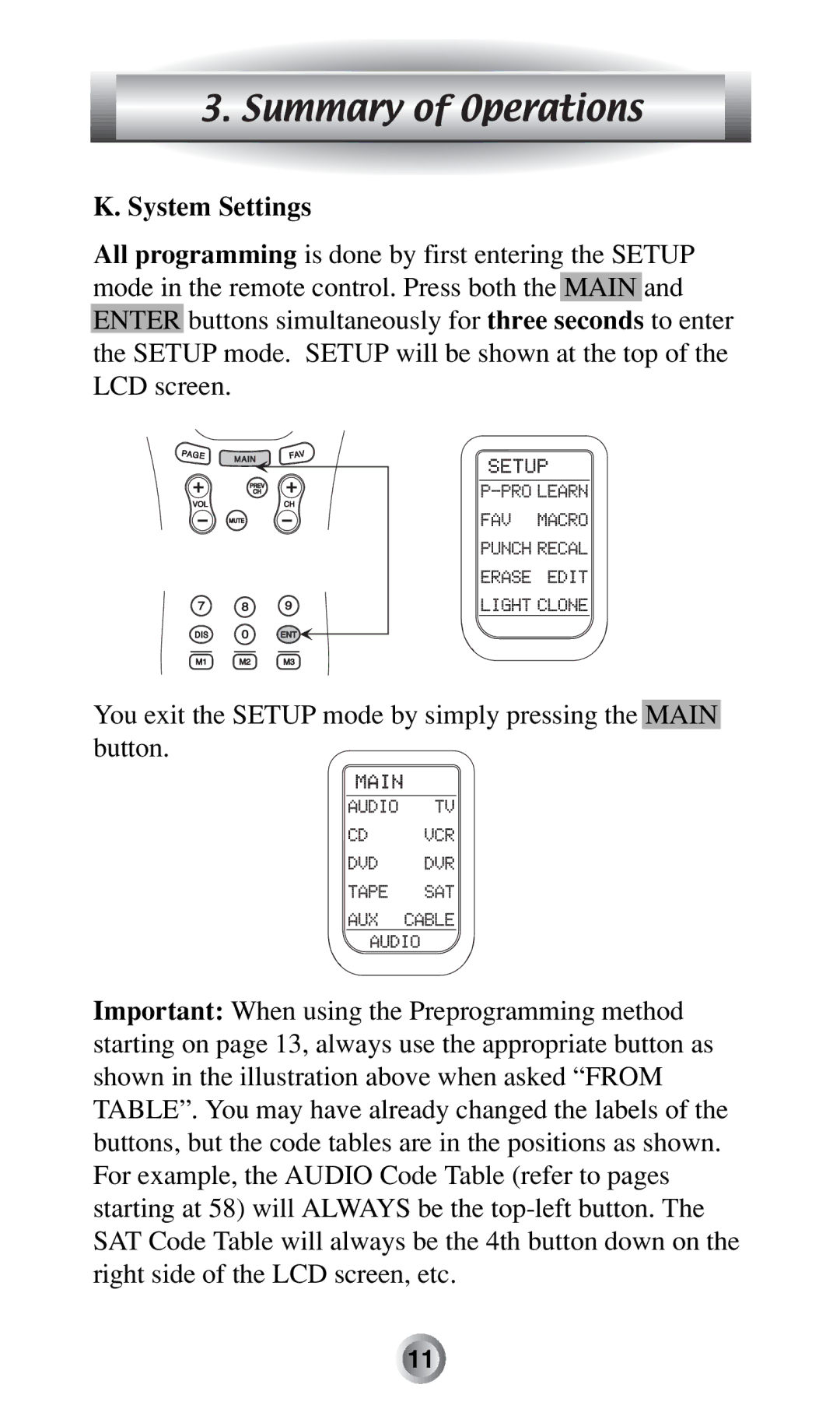 Radio Shack MX-500TM manual System Settings 