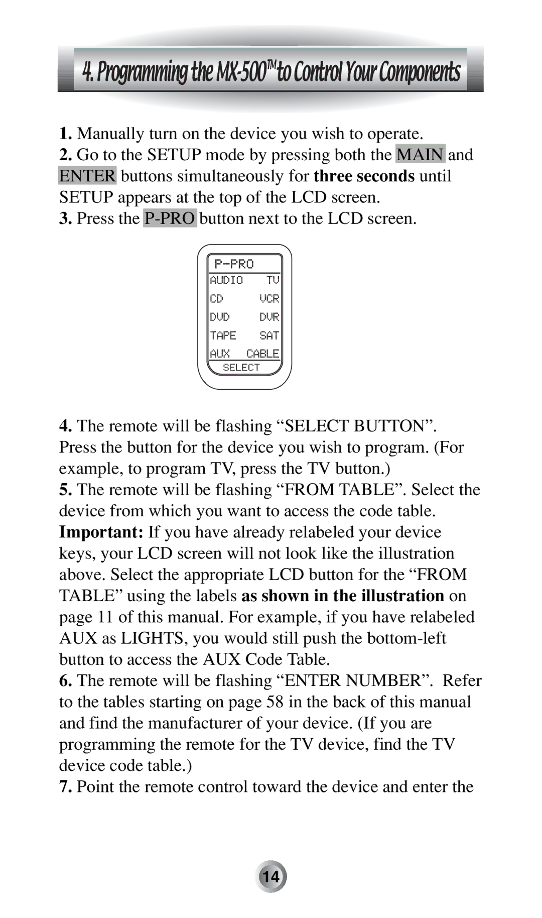 Radio Shack manual ProgrammingtheMX-500TMtoControlYourComponents 