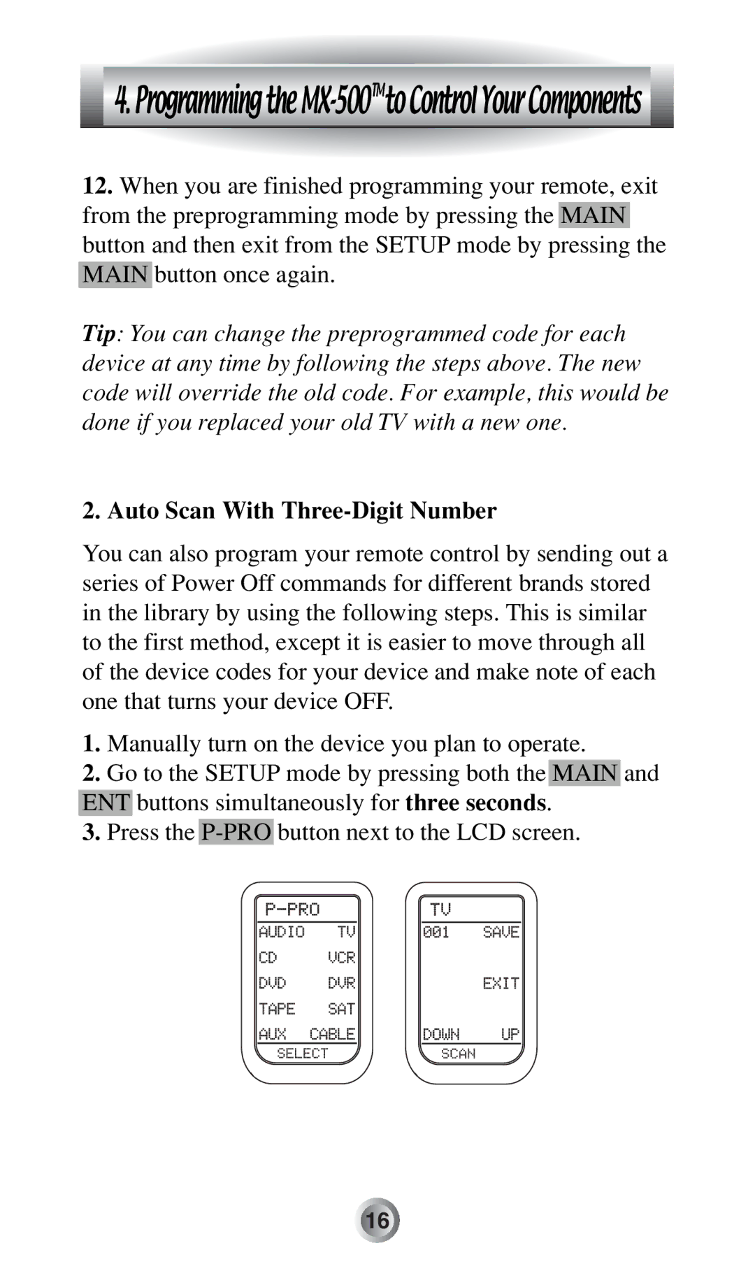 Radio Shack MX-500TM manual Auto Scan With Three-Digit Number 