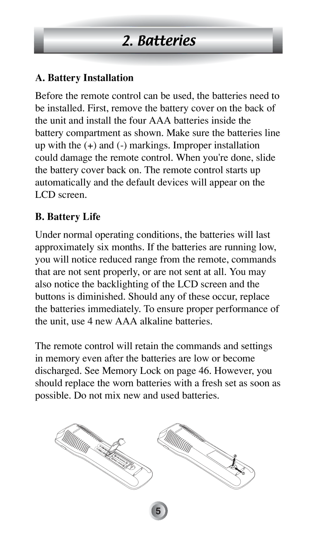 Radio Shack MX-500TM manual Batteries, Battery Installation 