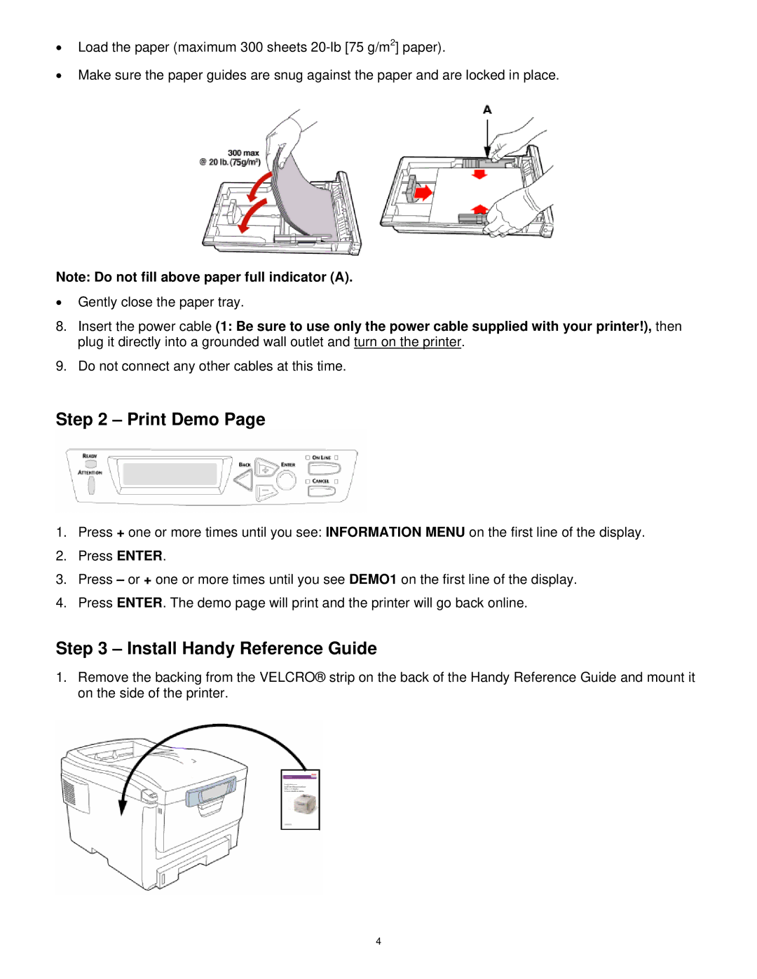 Radio Shack Okidata C6100 manual Print Demo, Install Handy Reference Guide 