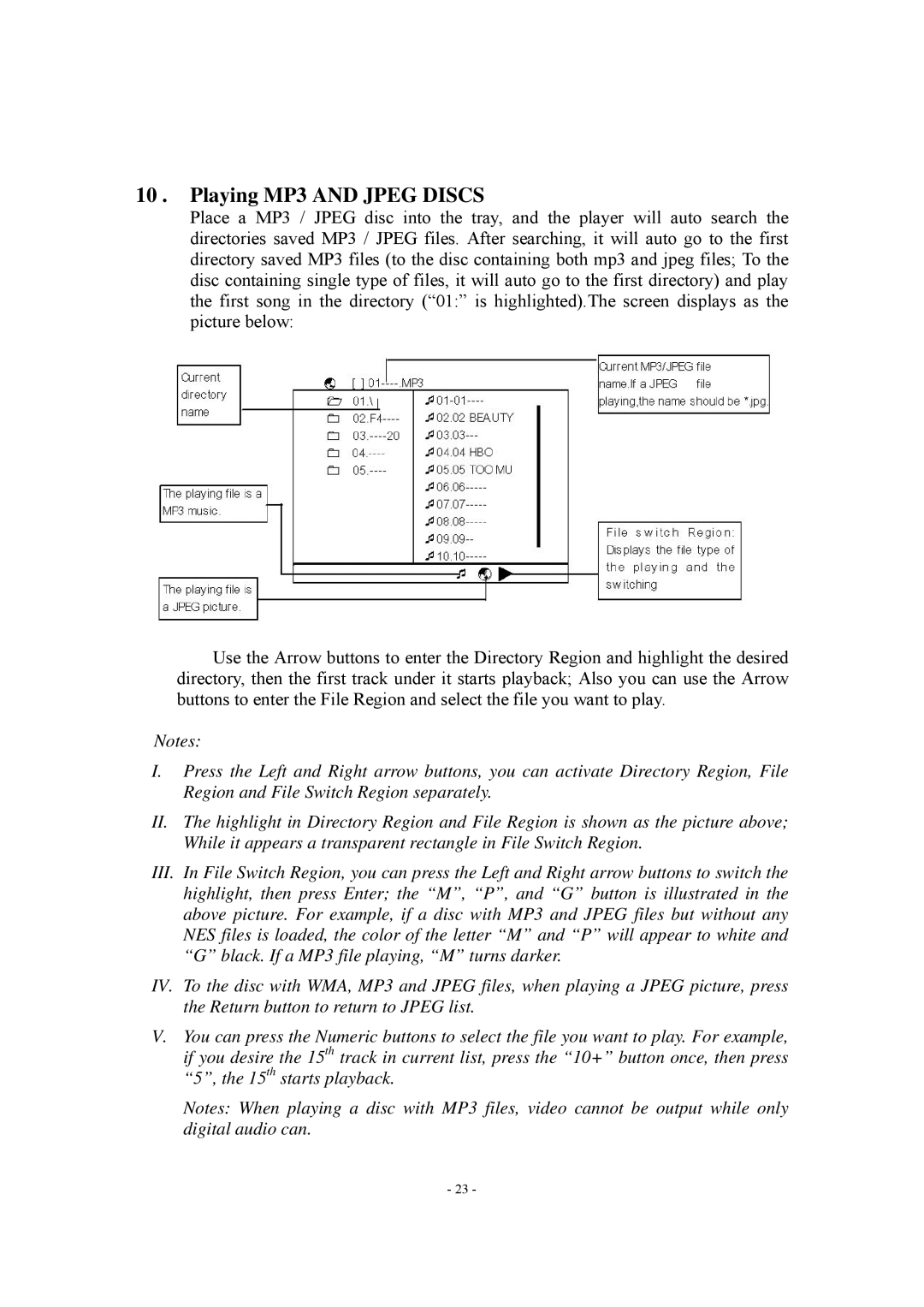 Radio Shack P20LCDD manual Playing MP3 and Jpeg Discs 