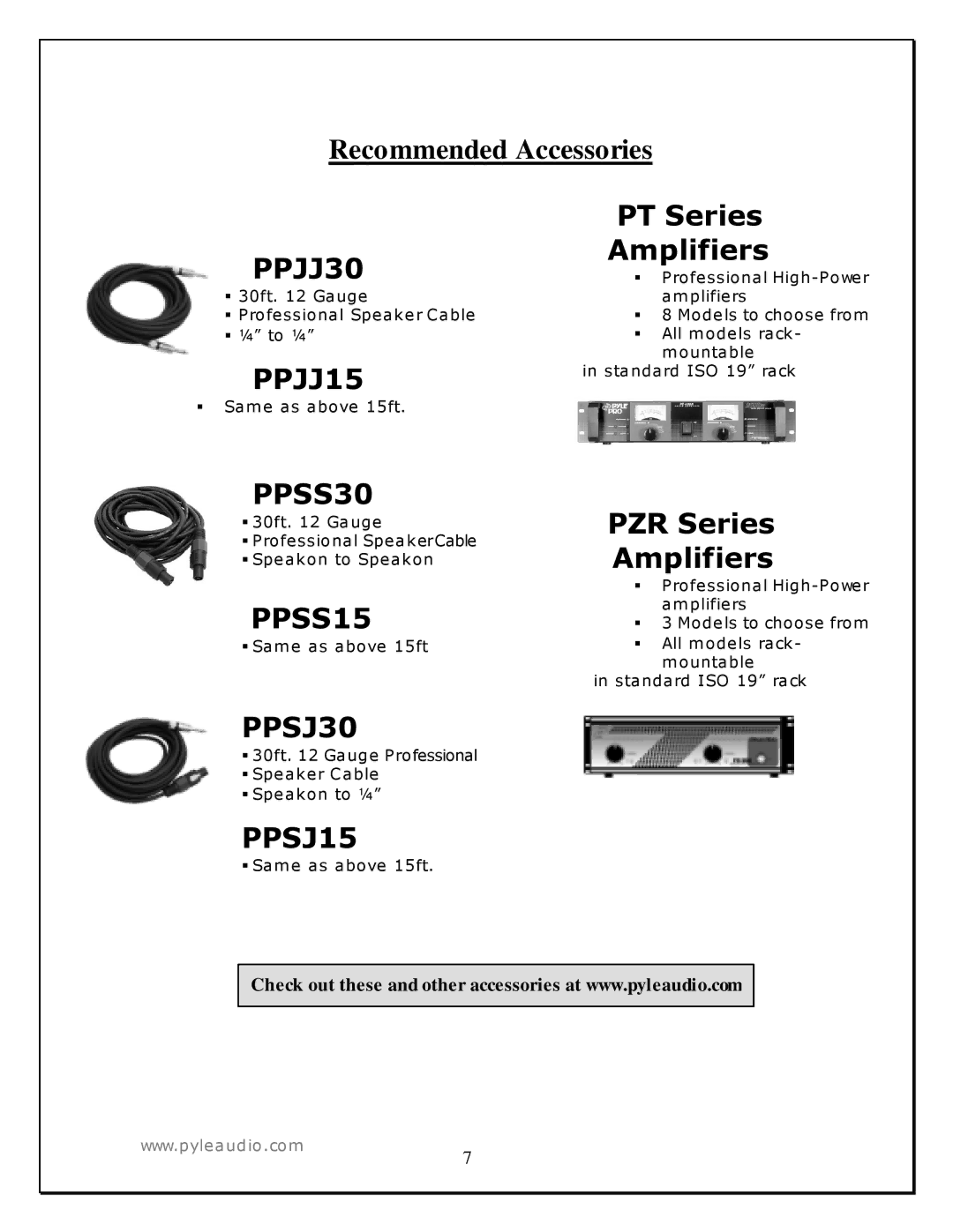 Radio Shack PASC12 manual Recommended Accessories 