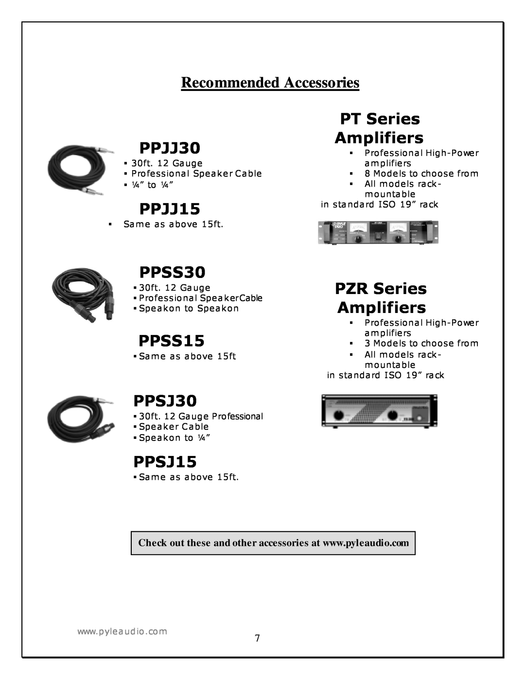 Radio Shack PASC12 manual Recommended Accessories 
