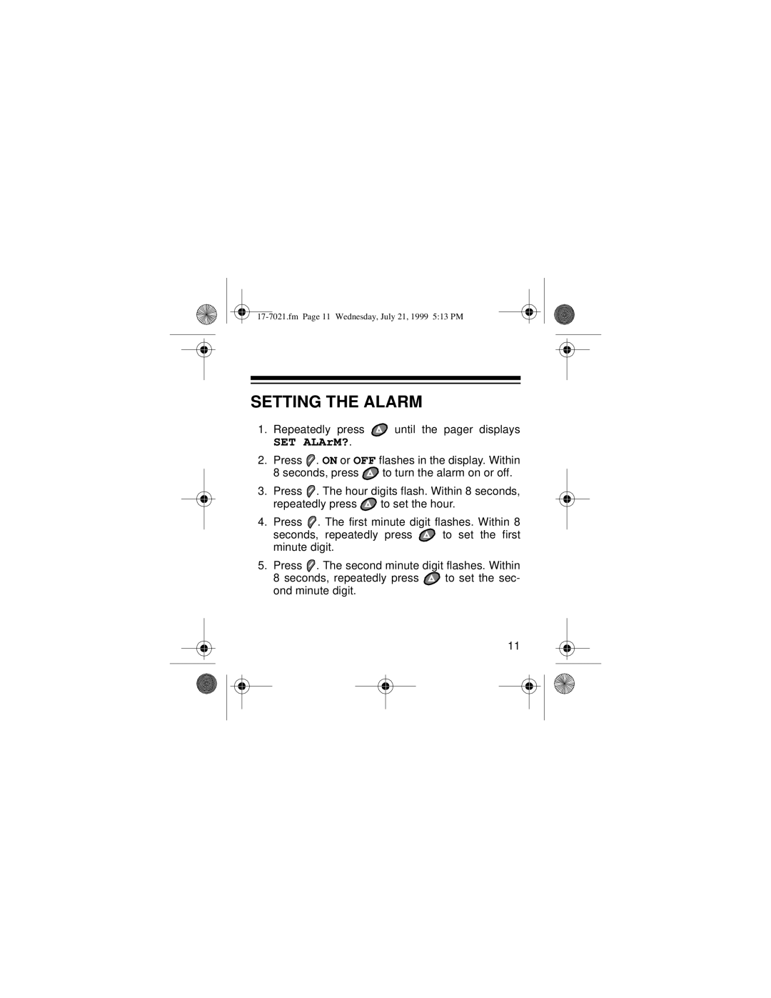 Radio Shack PG 202 owner manual Setting the Alarm, SET ALArM? 