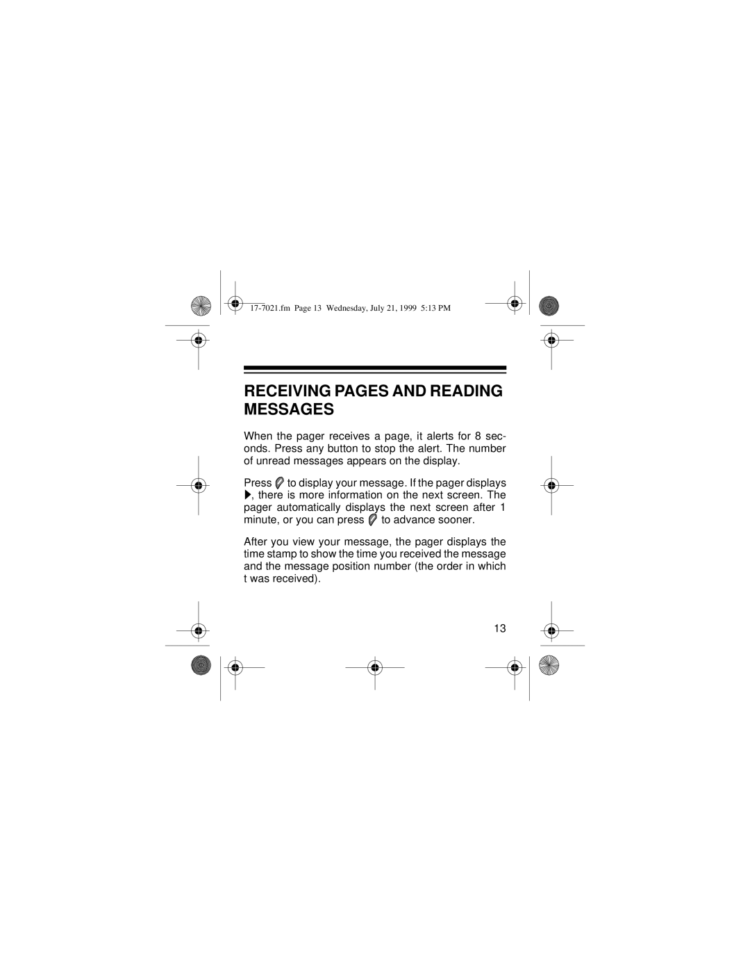 Radio Shack PG 202 owner manual Receiving Pages and Reading Messages 