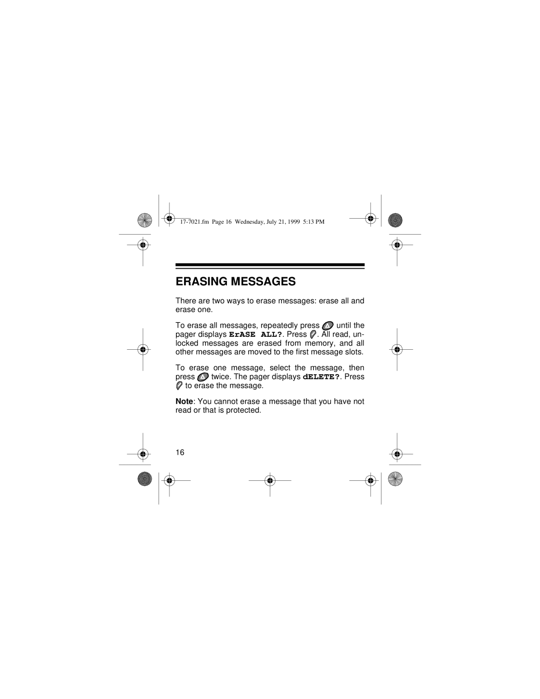 Radio Shack PG 202 owner manual Erasing Messages 