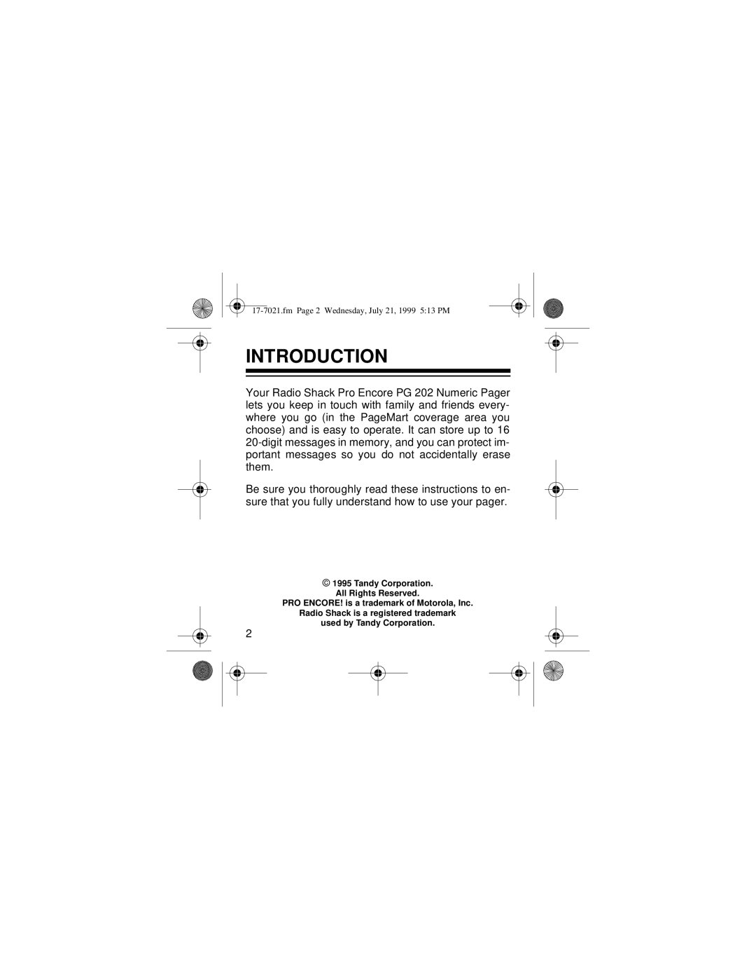 Radio Shack PG 202 owner manual Introduction 