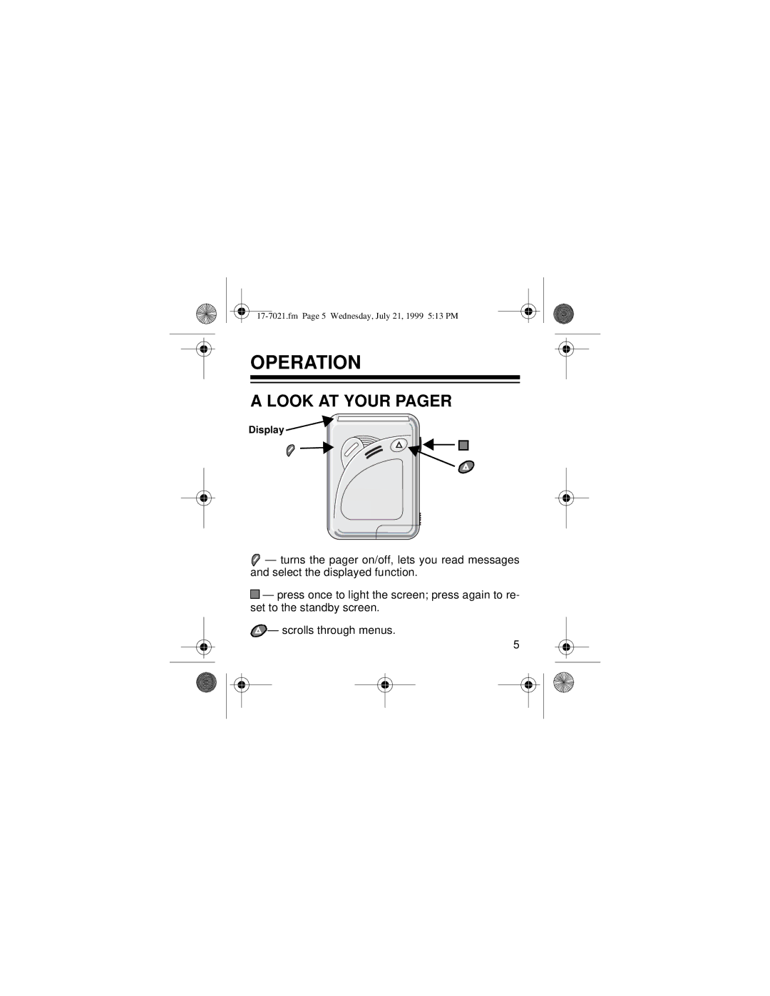 Radio Shack PG 202 owner manual Operation, Look AT Your Pager 