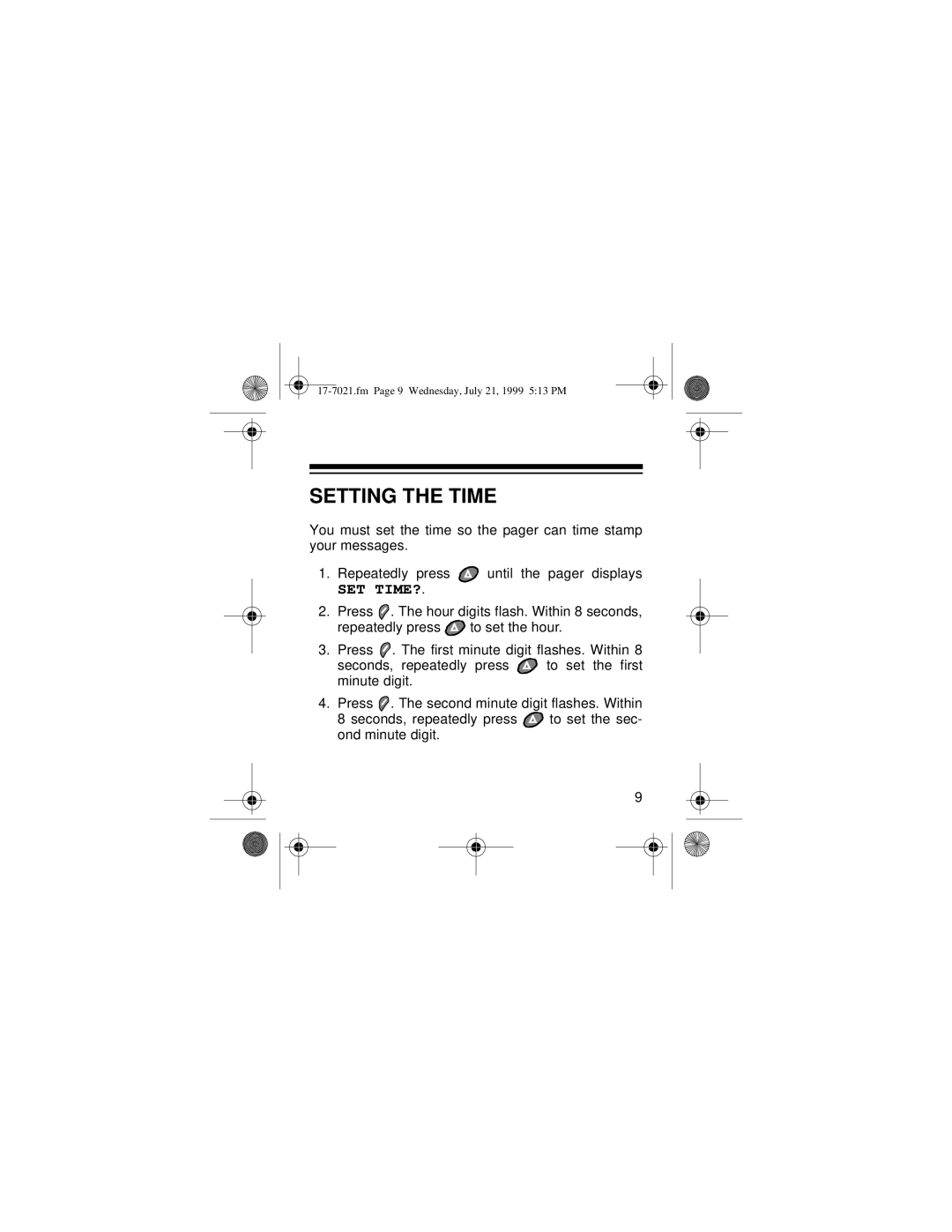 Radio Shack PG 202 owner manual Setting the Time, Set Time? 