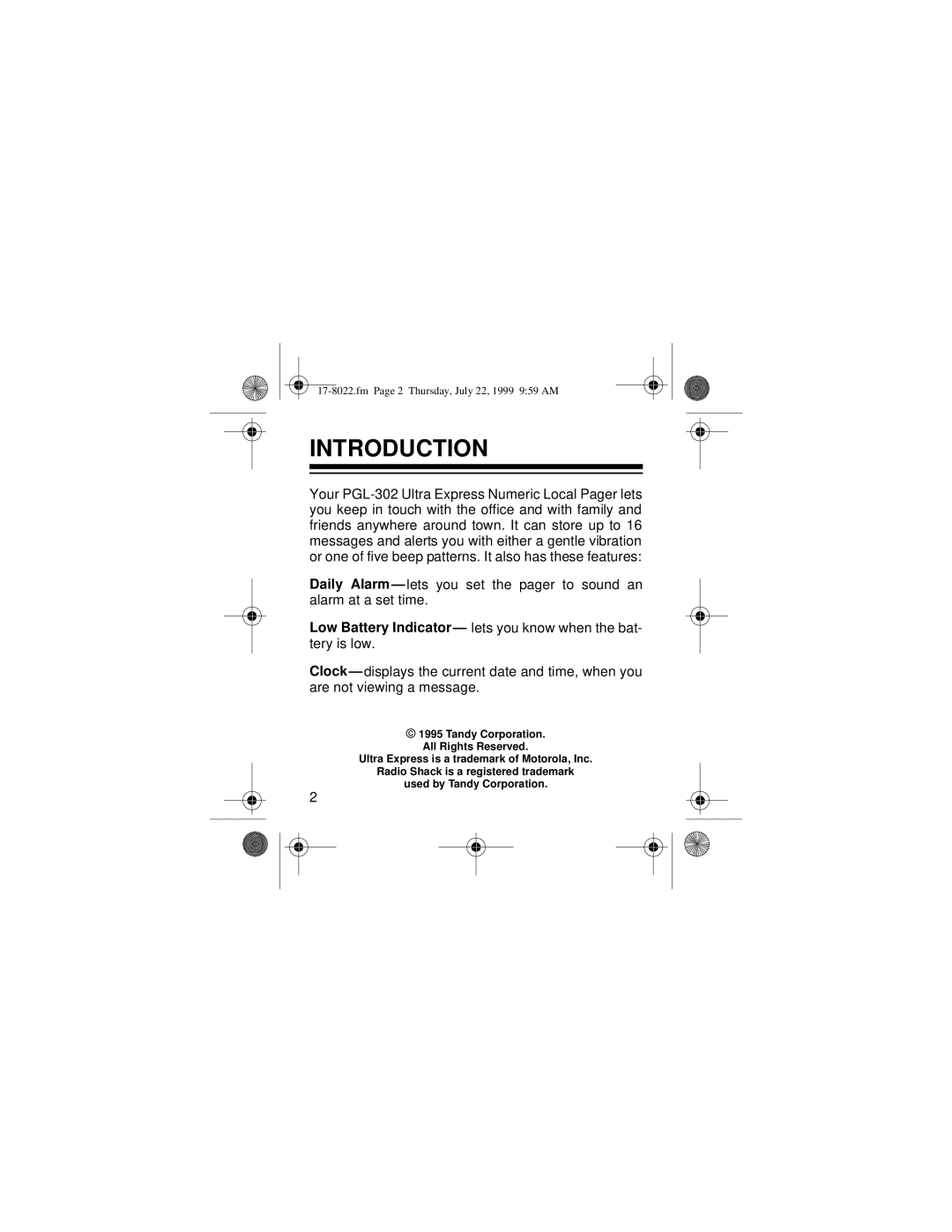 Radio Shack PGL-302 owner manual Introduction 