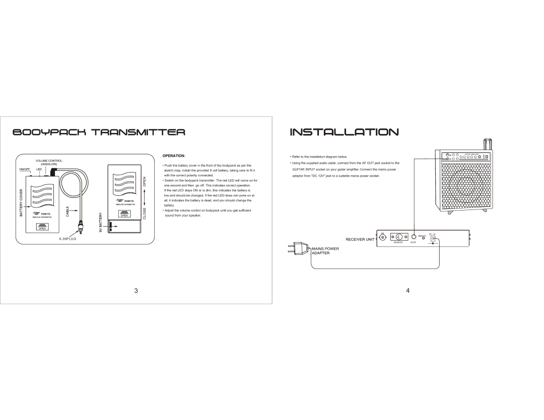 Radio Shack PGW170 instruction manual Refer to the installation diagram below 