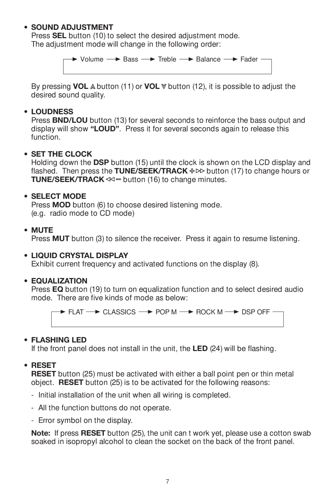 Radio Shack PLCD32 Sound Adjustment, Loudness, SET the Clock, Tune/Seek/Track, Select Mode, Mute, Liquid Crystal Display 