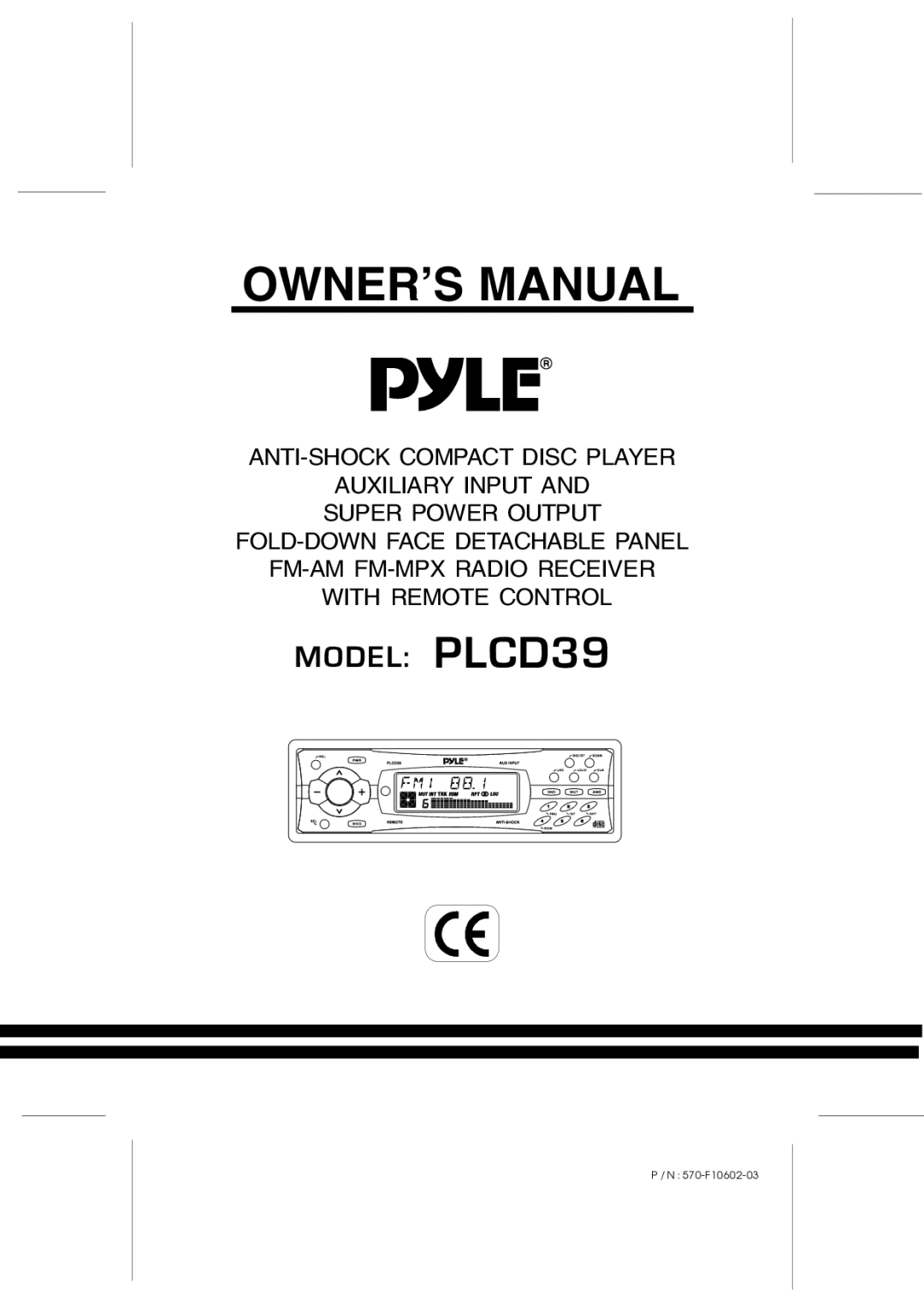 Radio Shack owner manual Model PLCD39 