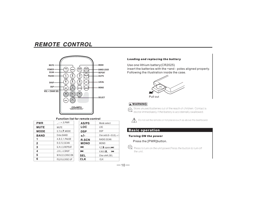 Radio Shack PLCD41MP manual Basic operation, Loading and replacing the batter y 