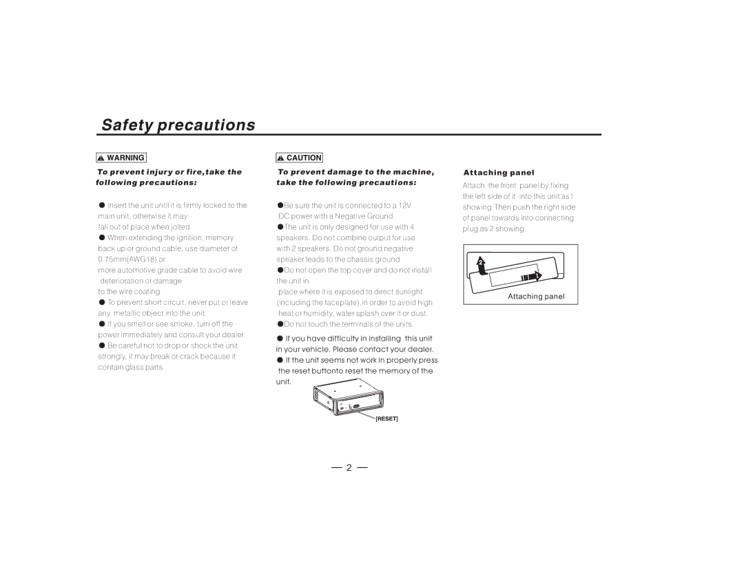 Radio Shack PLCD41MP manual To prevent injur y or fire,take the following precautions, Attaching panel 