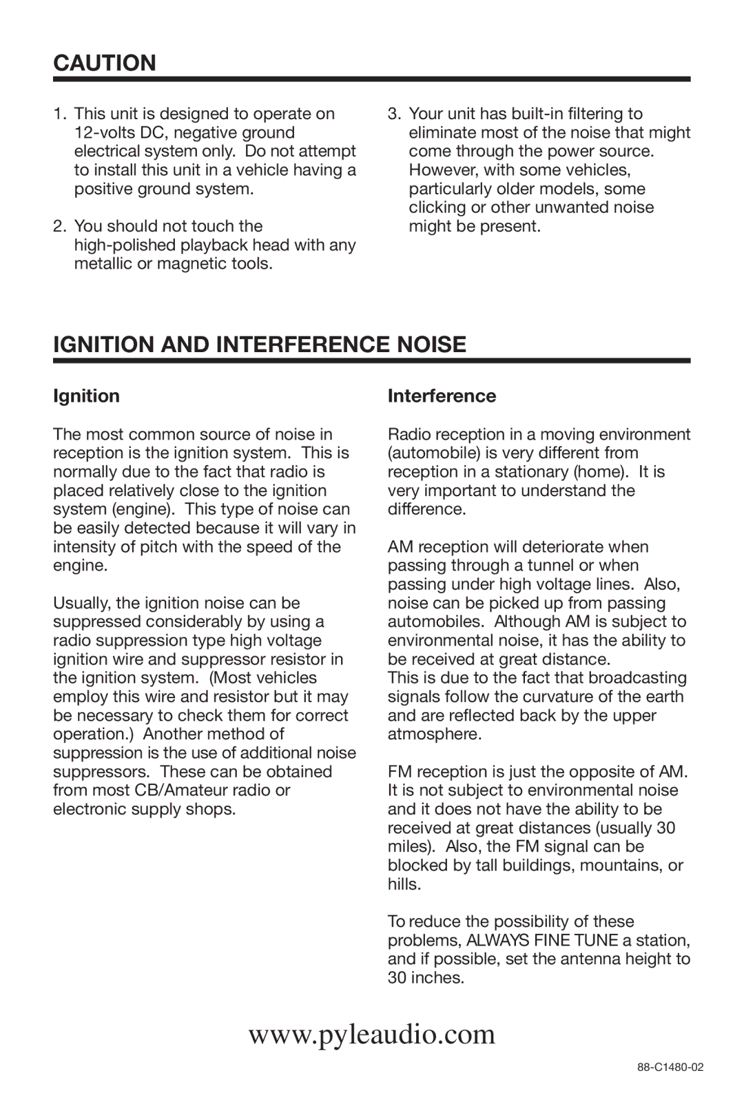 Radio Shack PLCDCS 200 owner manual Ignition and Interference Noise 