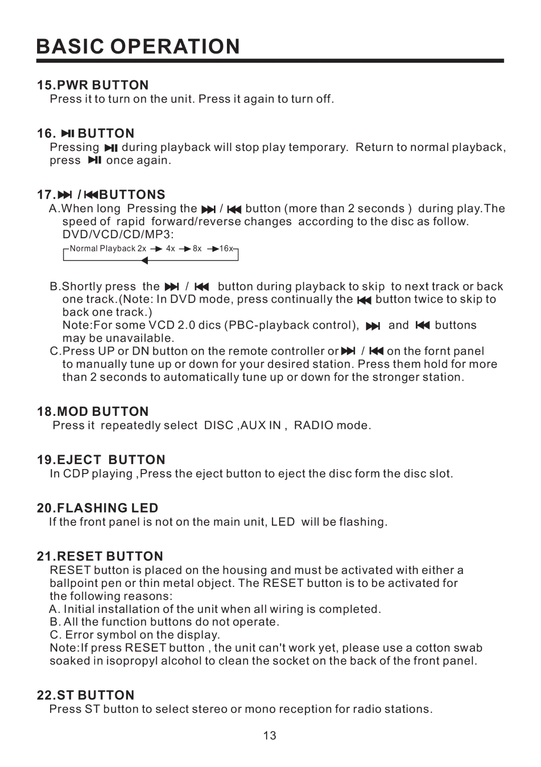 Radio Shack PLD187V owner manual PWR Button, MOD Button, Eject Button, Flashing LED, Reset Button, ST Button 