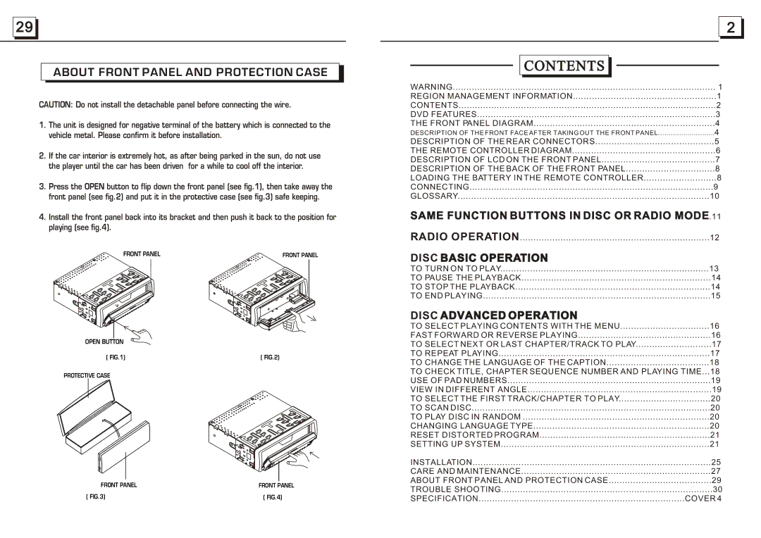 Radio Shack PLDVD188 specifications Contents 