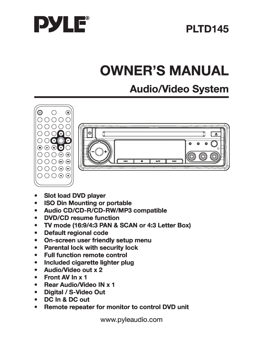 Radio Shack PLTD145 owner manual Audio/Video System 