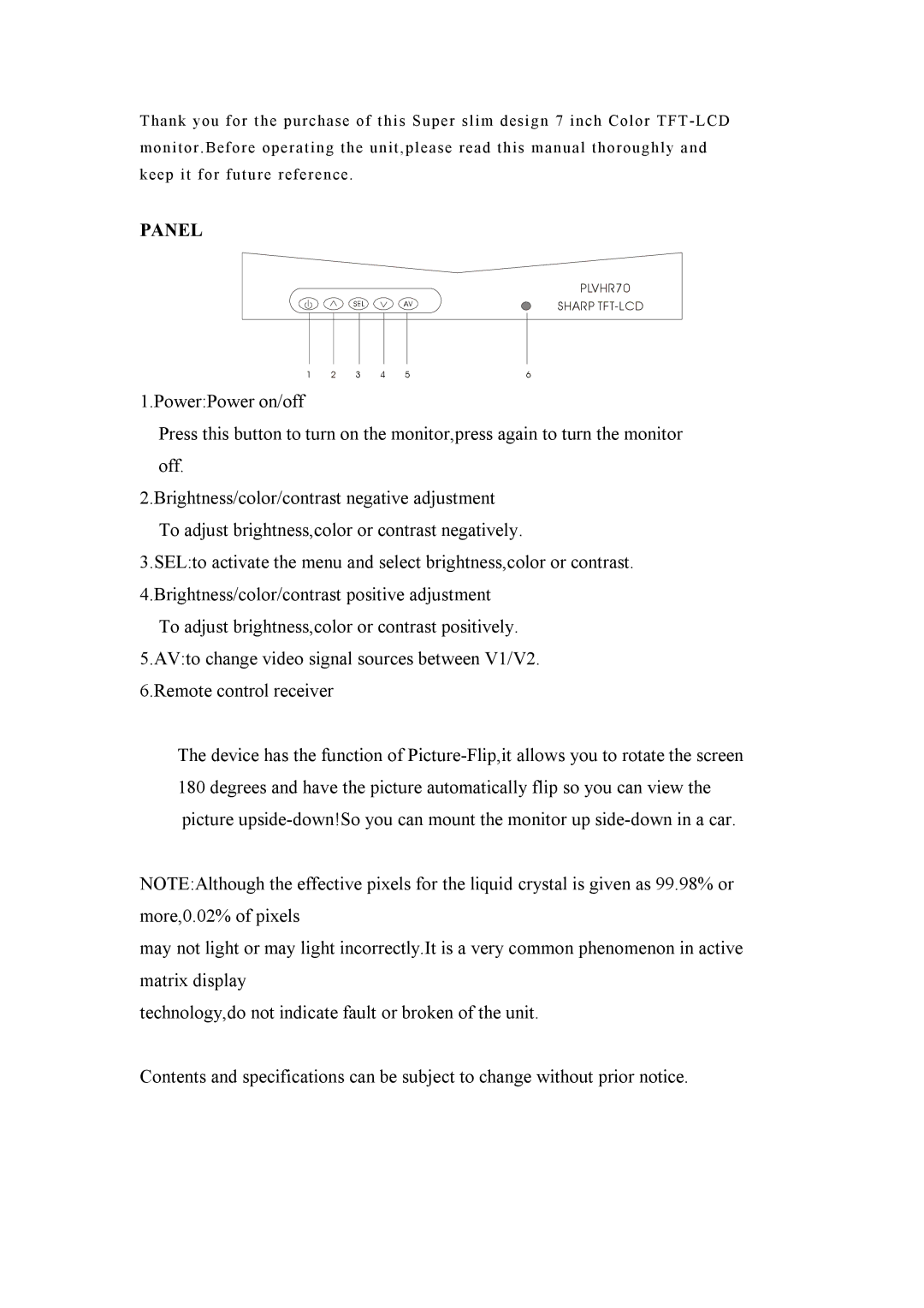 Radio Shack PLVHR70 instruction manual Panel 